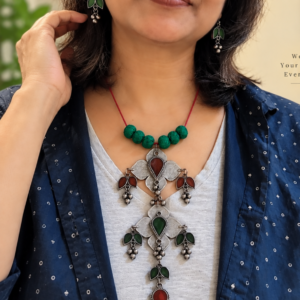 emerald tribal statement necklace